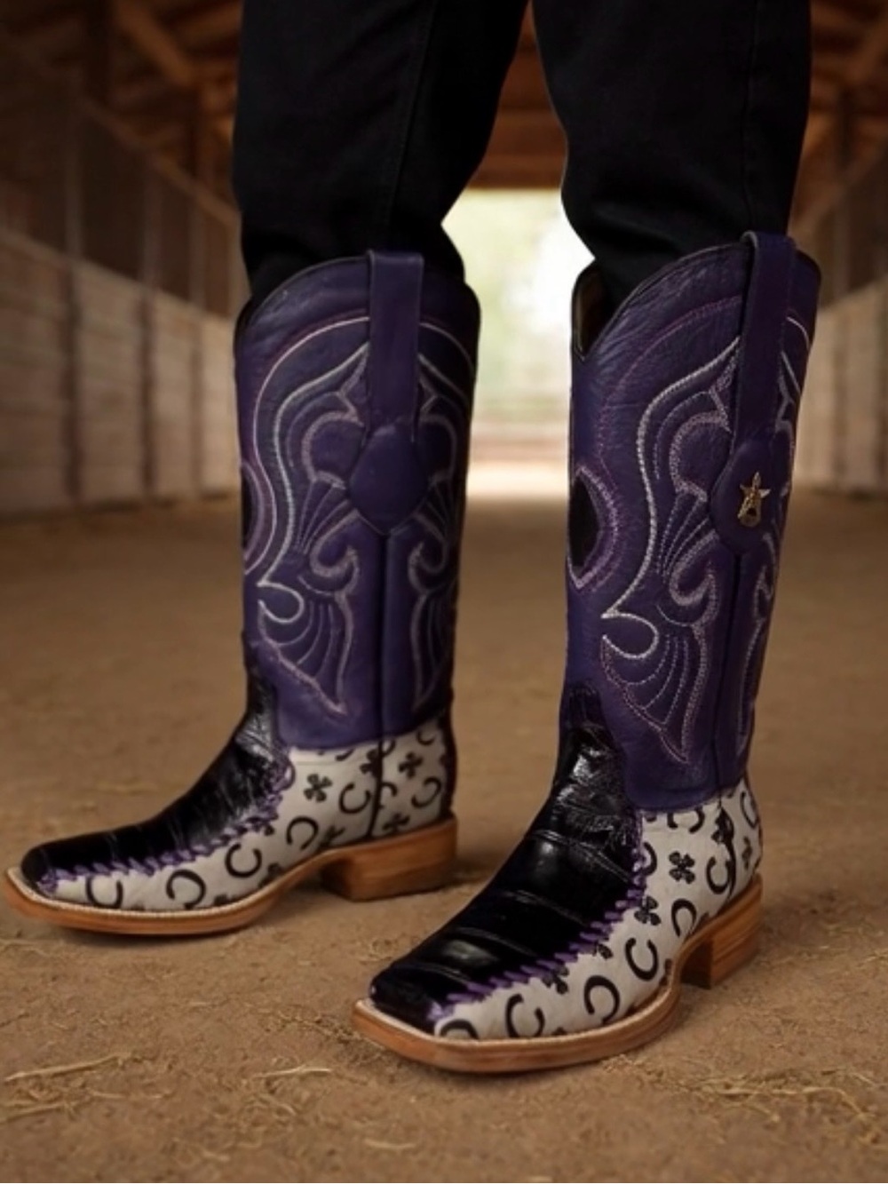 Los Altos Eel Leather Western Cowboy Purple Violet Boots Men’s 6